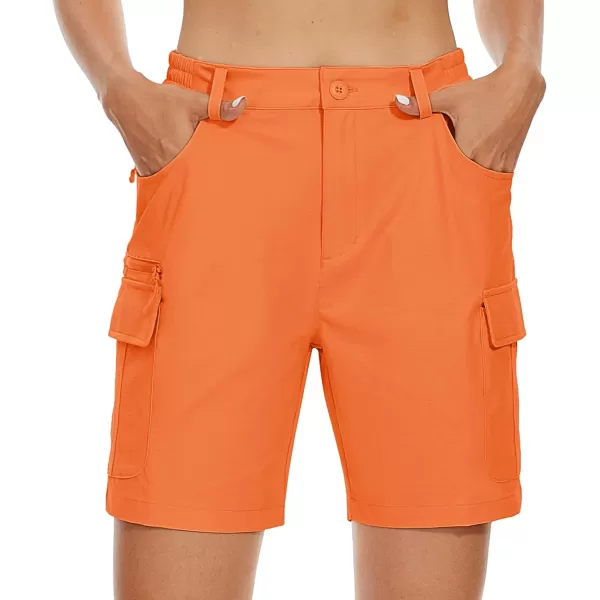 MAGCOMSEN Women's 7" Golf Shorts 6 Pockets Quick Dry Hiking Cargo Shorts Lightweight Water Resistant Summer Outdoor Shorts