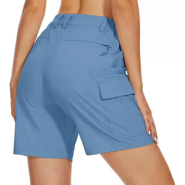 MAGCOMSEN Women's 7" Golf Shorts 6 Pockets Quick Dry Hiking Cargo Shorts Lightweight Water Resistant Summer Outdoor Shorts