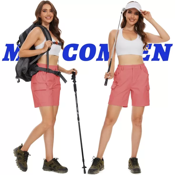 MAGCOMSEN Women's 7" Golf Shorts 6 Pockets Quick Dry Hiking Cargo Shorts Lightweight Water Resistant Summer Outdoor Shorts