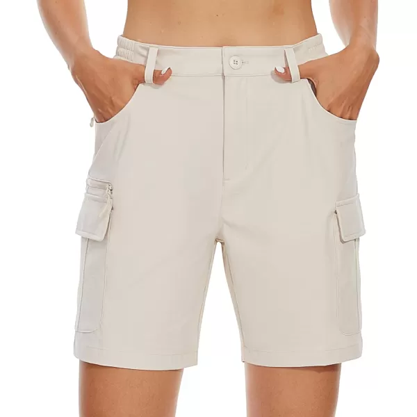 MAGCOMSEN Women's 7" Golf Shorts 6 Pockets Quick Dry Hiking Cargo Shorts Lightweight Water Resistant Summer Outdoor Shorts