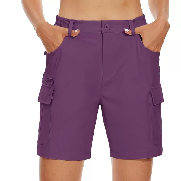 MAGCOMSEN Women's 7" Golf Shorts 6 Pockets Quick Dry Hiking Cargo Shorts Lightweight Water Resistant Summer Outdoor Shorts