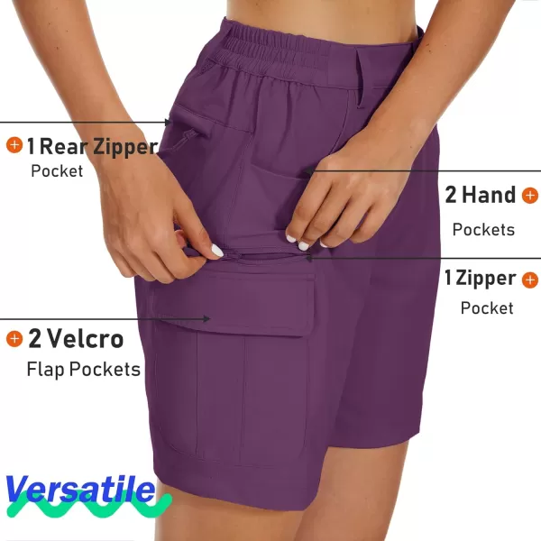 MAGCOMSEN Women's 7" Golf Shorts 6 Pockets Quick Dry Hiking Cargo Shorts Lightweight Water Resistant Summer Outdoor Shorts
