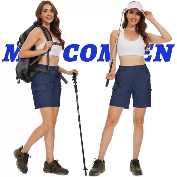 MAGCOMSEN Women's 7" Golf Shorts 6 Pockets Quick Dry Hiking Cargo Shorts Lightweight Water Resistant Summer Outdoor Shorts