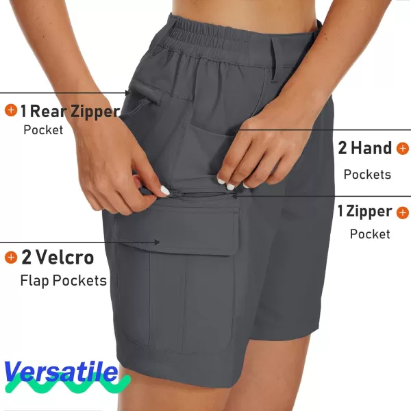 MAGCOMSEN Women's 7" Golf Shorts 6 Pockets Quick Dry Hiking Cargo Shorts Lightweight Water Resistant Summer Outdoor Shorts