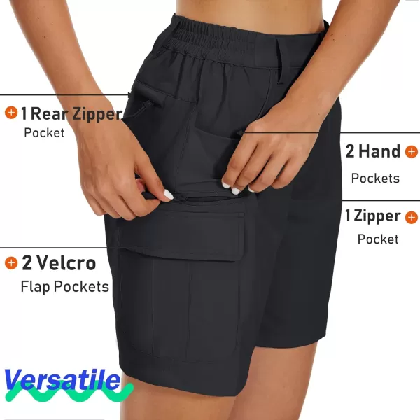 MAGCOMSEN Women's 7" Golf Shorts 6 Pockets Quick Dry Hiking Cargo Shorts Lightweight Water Resistant Summer Outdoor Shorts