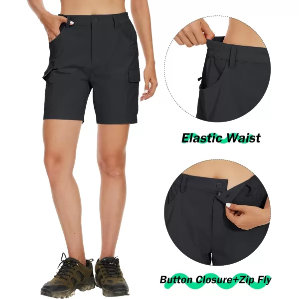 MAGCOMSEN Women's 7" Golf Shorts 6 Pockets Quick Dry Hiking Cargo Shorts Lightweight Water Resistant Summer Outdoor Shorts