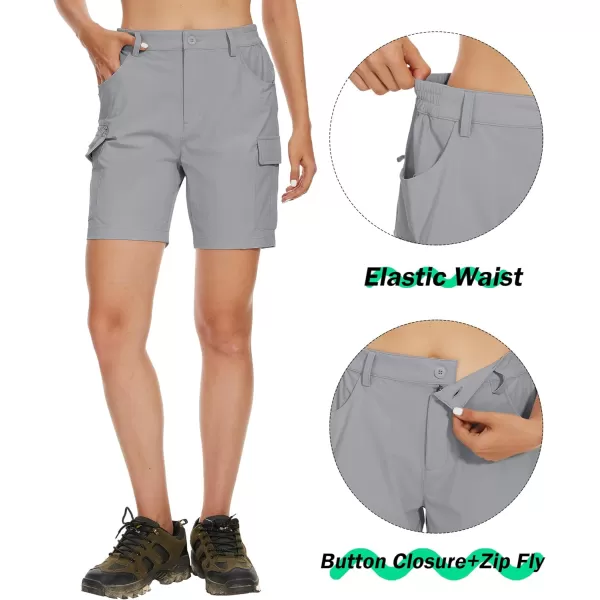 MAGCOMSEN Women's 7" Golf Shorts 6 Pockets Quick Dry Hiking Cargo Shorts Lightweight Water Resistant Summer Outdoor Shorts