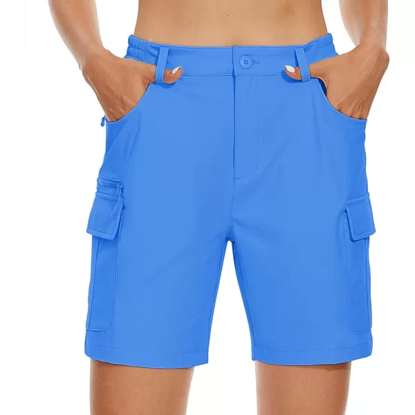 MAGCOMSEN Women's 7" Golf Shorts 6 Pockets Quick Dry Hiking Cargo Shorts Lightweight Water Resistant Summer Outdoor Shorts