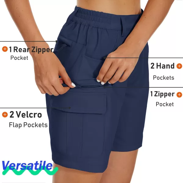MAGCOMSEN Women's 7" Golf Shorts 6 Pockets Quick Dry Hiking Cargo Shorts Lightweight Water Resistant Summer Outdoor Shorts