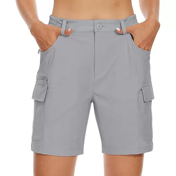 MAGCOMSEN Women's 7" Golf Shorts 6 Pockets Quick Dry Hiking Cargo Shorts Lightweight Water Resistant Summer Outdoor Shorts