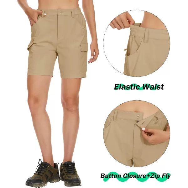 MAGCOMSEN Women's 7" Golf Shorts 6 Pockets Quick Dry Hiking Cargo Shorts Lightweight Water Resistant Summer Outdoor Shorts