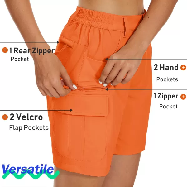 MAGCOMSEN Women's 7" Golf Shorts 6 Pockets Quick Dry Hiking Cargo Shorts Lightweight Water Resistant Summer Outdoor Shorts