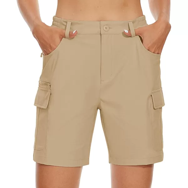 MAGCOMSEN Women's 7" Golf Shorts 6 Pockets Quick Dry Hiking Cargo Shorts Lightweight Water Resistant Summer Outdoor Shorts