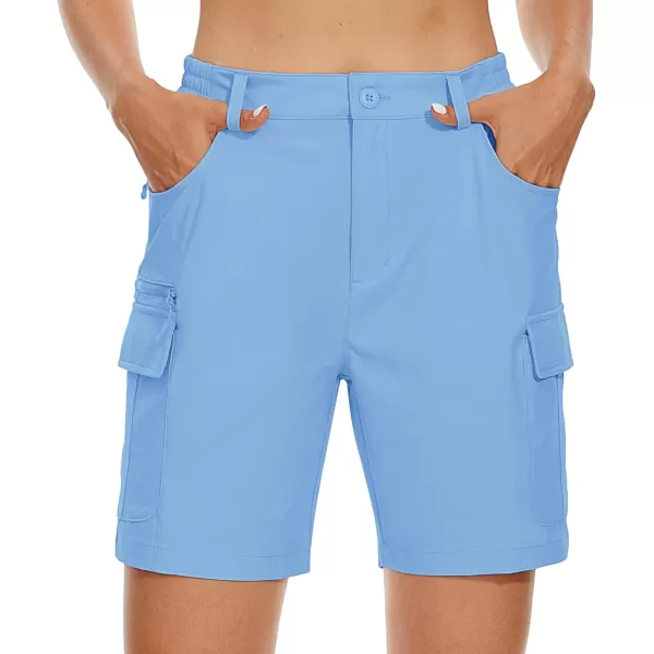 MAGCOMSEN Women's 7" Golf Shorts 6 Pockets Quick Dry Hiking Cargo Shorts Lightweight Water Resistant Summer Outdoor Shorts