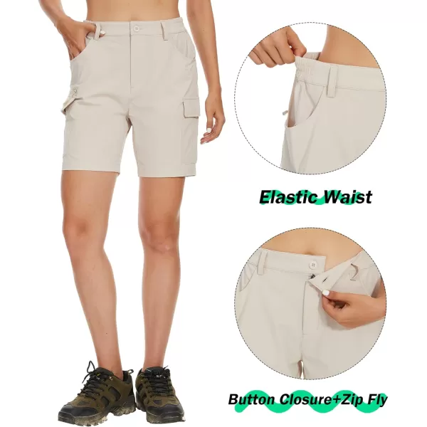 MAGCOMSEN Women's 7" Golf Shorts 6 Pockets Quick Dry Hiking Cargo Shorts Lightweight Water Resistant Summer Outdoor Shorts