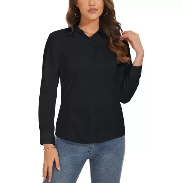 MAGCOMSEN Womens Basic Button Up Shirt Slim Fit Casual Blouse Formal Tops Long-Sleeve Work Wear Dress Shirt