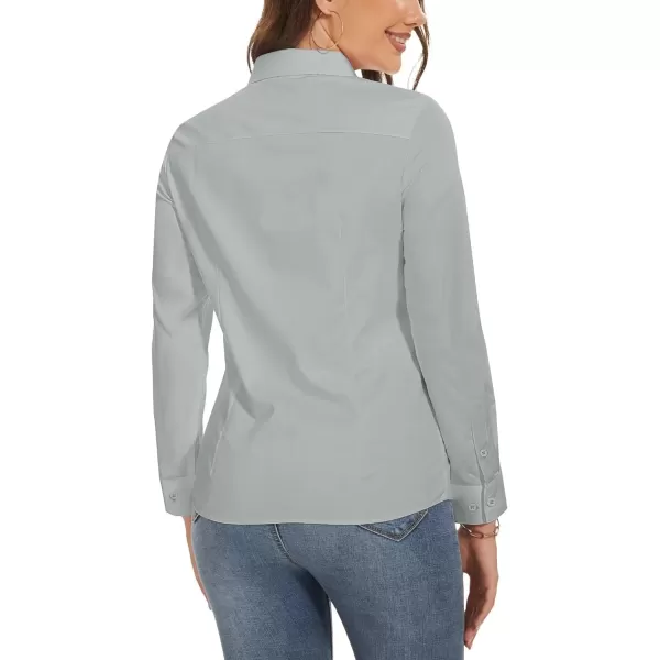 MAGCOMSEN Womens Basic Button Up Shirt Slim Fit Casual Blouse Formal Tops Long-Sleeve Work Wear Dress Shirt
