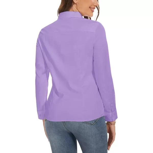MAGCOMSEN Womens Basic Button Up Shirt Slim Fit Casual Blouse Formal Tops Long-Sleeve Work Wear Dress Shirt