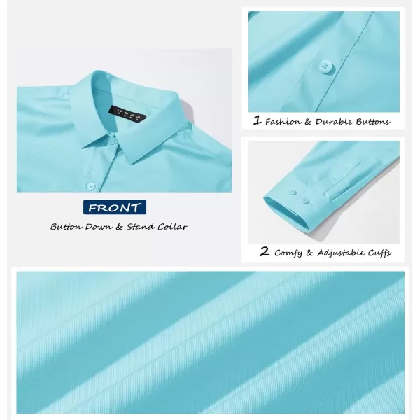 MAGCOMSEN Womens Basic Button Up Shirt Slim Fit Casual Blouse Formal Tops Long-Sleeve Work Wear Dress Shirt