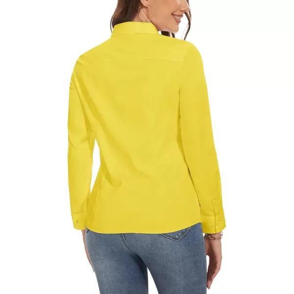 MAGCOMSEN Womens Basic Button Up Shirt Slim Fit Casual Blouse Formal Tops Long-Sleeve Work Wear Dress Shirt