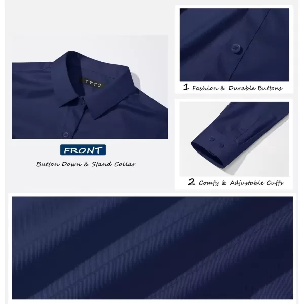 MAGCOMSEN Womens Basic Button Up Shirt Slim Fit Casual Blouse Formal Tops Long-Sleeve Work Wear Dress Shirt