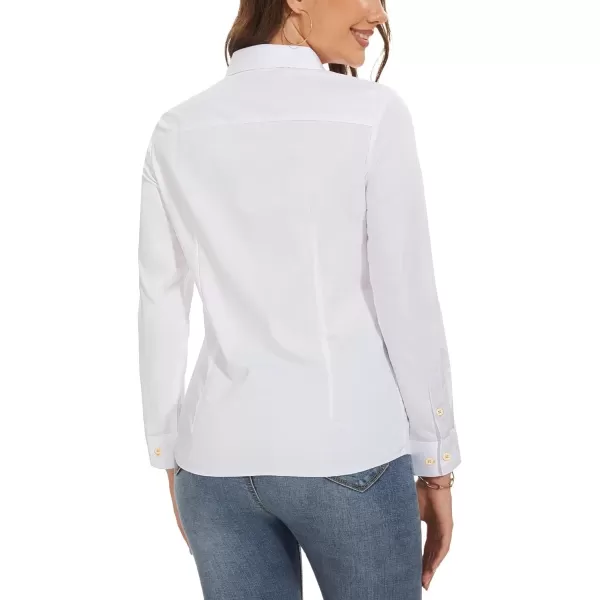 MAGCOMSEN Womens Basic Button Up Shirt Slim Fit Casual Blouse Formal Tops Long-Sleeve Work Wear Dress Shirt