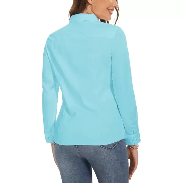 MAGCOMSEN Womens Basic Button Up Shirt Slim Fit Casual Blouse Formal Tops Long-Sleeve Work Wear Dress Shirt