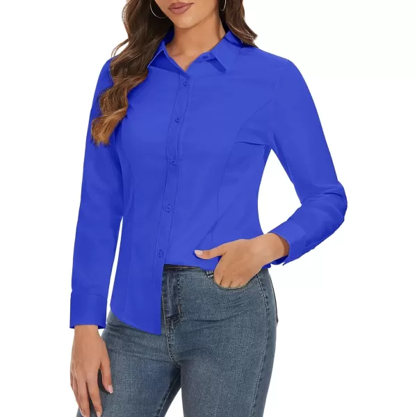 MAGCOMSEN Womens Basic Button Up Shirt Slim Fit Casual Blouse Formal Tops Long-Sleeve Work Wear Dress Shirt