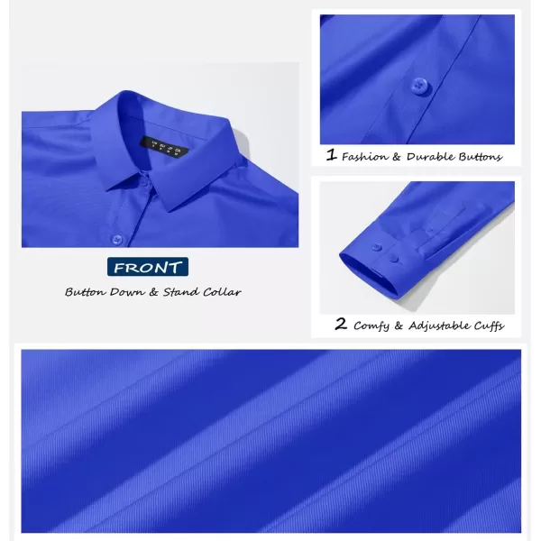 MAGCOMSEN Womens Basic Button Up Shirt Slim Fit Casual Blouse Formal Tops Long-Sleeve Work Wear Dress Shirt