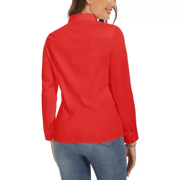 MAGCOMSEN Womens Basic Button Up Shirt Slim Fit Casual Blouse Formal Tops Long-Sleeve Work Wear Dress Shirt