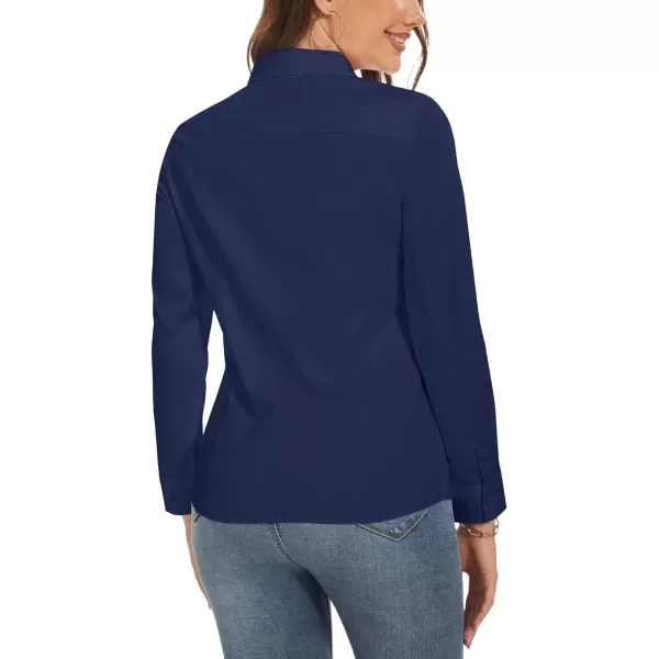 MAGCOMSEN Womens Basic Button Up Shirt Slim Fit Casual Blouse Formal Tops Long-Sleeve Work Wear Dress Shirt