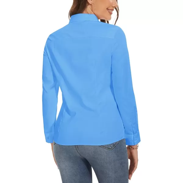 MAGCOMSEN Womens Basic Button Up Shirt Slim Fit Casual Blouse Formal Tops Long-Sleeve Work Wear Dress Shirt