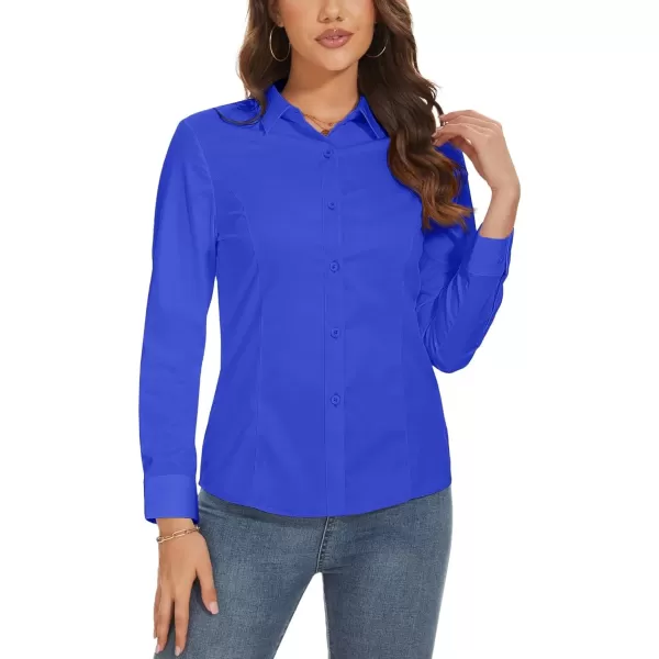 MAGCOMSEN Womens Basic Button Up Shirt Slim Fit Casual Blouse Formal Tops Long-Sleeve Work Wear Dress Shirt