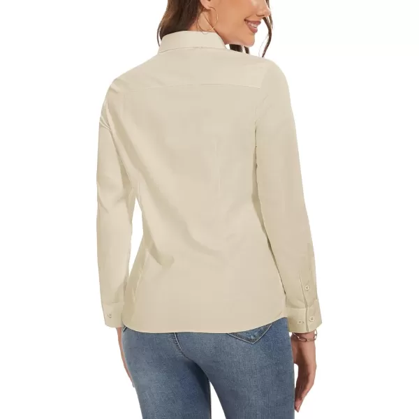 MAGCOMSEN Womens Basic Button Up Shirt Slim Fit Casual Blouse Formal Tops Long-Sleeve Work Wear Dress Shirt