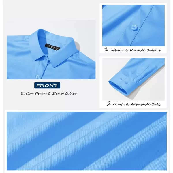 MAGCOMSEN Womens Basic Button Up Shirt Slim Fit Casual Blouse Formal Tops Long-Sleeve Work Wear Dress Shirt