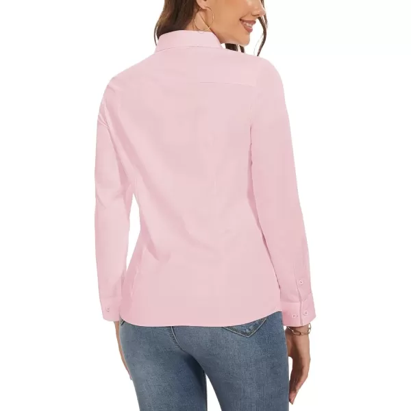 MAGCOMSEN Womens Basic Button Up Shirt Slim Fit Casual Blouse Formal Tops Long-Sleeve Work Wear Dress Shirt