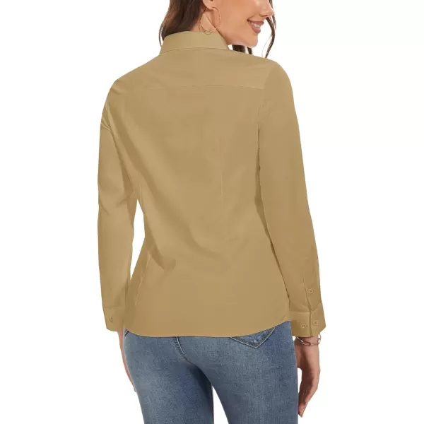 MAGCOMSEN Womens Basic Button Up Shirt Slim Fit Casual Blouse Formal Tops Long-Sleeve Work Wear Dress Shirt