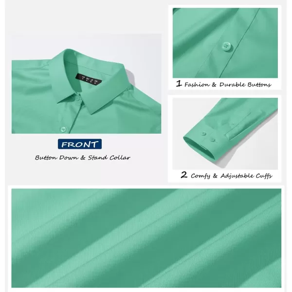 MAGCOMSEN Womens Basic Button Up Shirt Slim Fit Casual Blouse Formal Tops Long-Sleeve Work Wear Dress Shirt