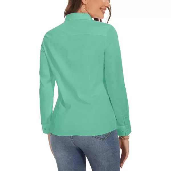 MAGCOMSEN Womens Basic Button Up Shirt Slim Fit Casual Blouse Formal Tops Long-Sleeve Work Wear Dress Shirt