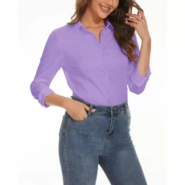 MAGCOMSEN Womens Basic Button Up Shirt Slim Fit Casual Blouse Formal Tops Long-Sleeve Work Wear Dress Shirt