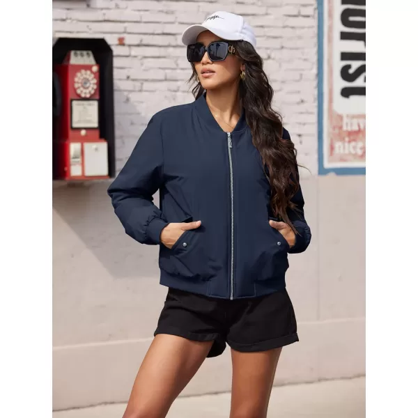 MAGCOMSEN Women's Bomber Puffer Jacket Winter Warm Padded Coat Casual Zip Up Outerwear Windbreaker with Pockets