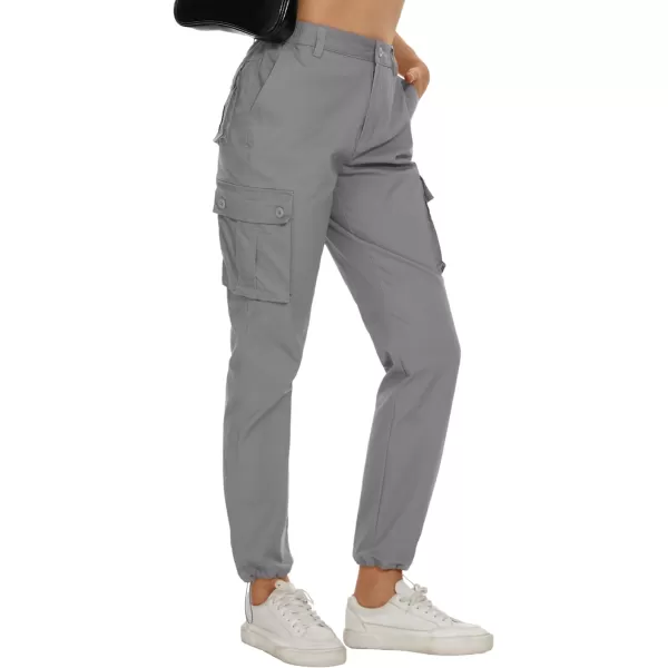 MAGCOMSEN Womens Cargo Pants 6 Pockets Cotton Work Pants Casual Stylish Elastic Waistband Military Trousers