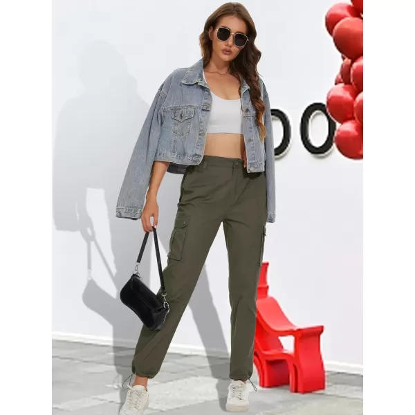 MAGCOMSEN Womens Cargo Pants 6 Pockets Cotton Work Pants Casual Stylish Elastic Waistband Military Trousers