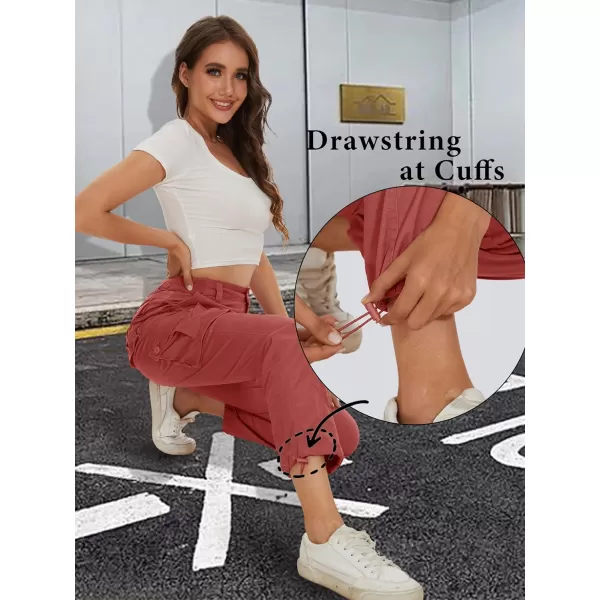 MAGCOMSEN Womens Cargo Pants 6 Pockets Cotton Work Pants Casual Stylish Elastic Waistband Military Trousers