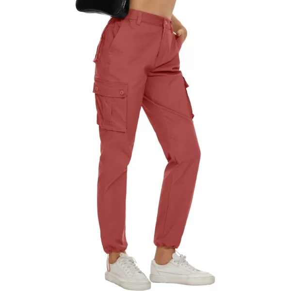 MAGCOMSEN Womens Cargo Pants 6 Pockets Cotton Work Pants Casual Stylish Elastic Waistband Military Trousers