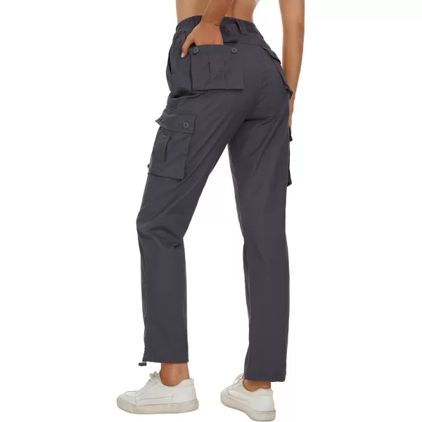 MAGCOMSEN Womens Cargo Pants 6 Pockets Cotton Work Pants Casual Stylish Elastic Waistband Military Trousers