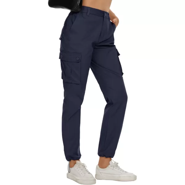 MAGCOMSEN Womens Cargo Pants 6 Pockets Cotton Work Pants Casual Stylish Elastic Waistband Military Trousers