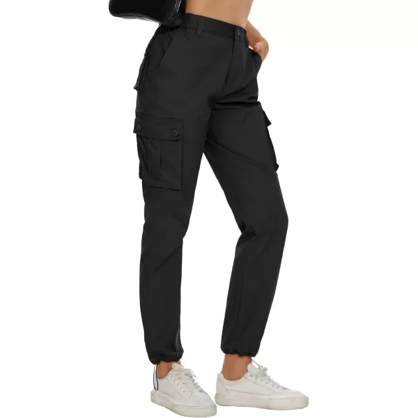 MAGCOMSEN Womens Cargo Pants 6 Pockets Cotton Work Pants Casual Stylish Elastic Waistband Military Trousers