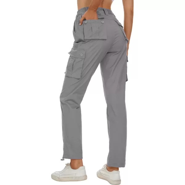 MAGCOMSEN Womens Cargo Pants 6 Pockets Cotton Work Pants Casual Stylish Elastic Waistband Military Trousers