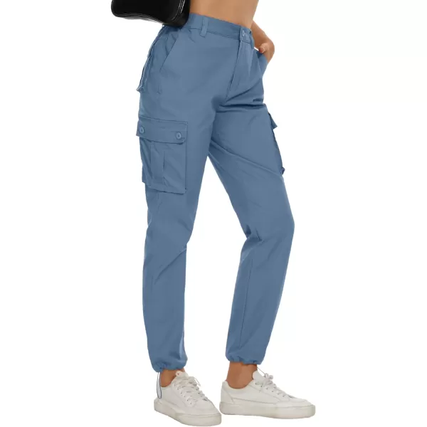 MAGCOMSEN Womens Cargo Pants 6 Pockets Cotton Work Pants Casual Stylish Elastic Waistband Military Trousers